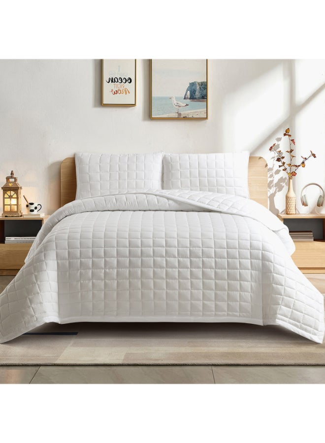 Home Box White Microfiber King Quilt Set for All - Image 1
